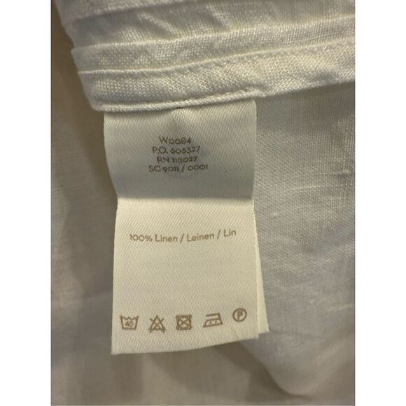 Boden White Linen Frill Cuff Dress Sz. 14 Lightweight Packable Classic - Picture 12 of 13